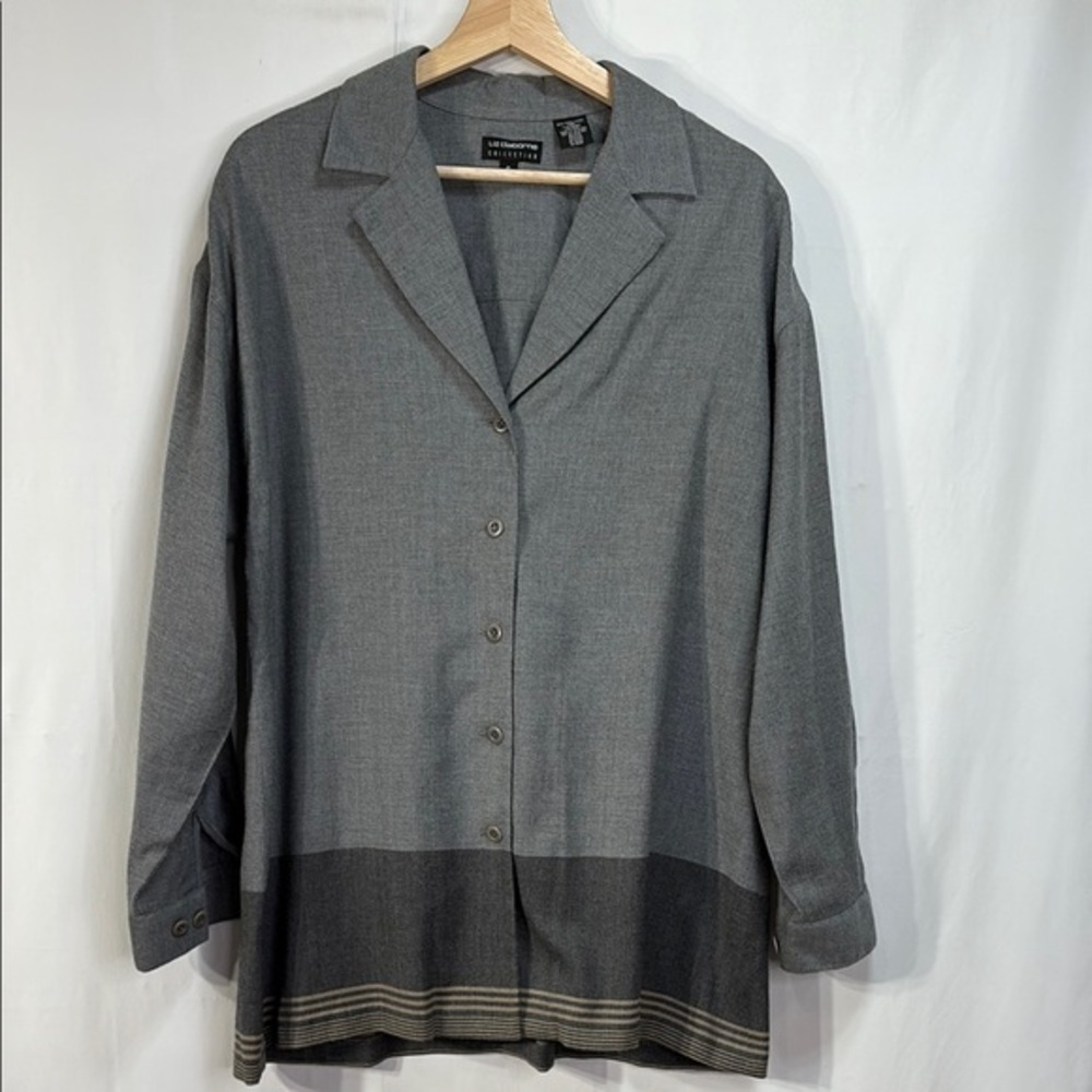 🪡Liz Claiborne Collection Gray and tan wool Blouse